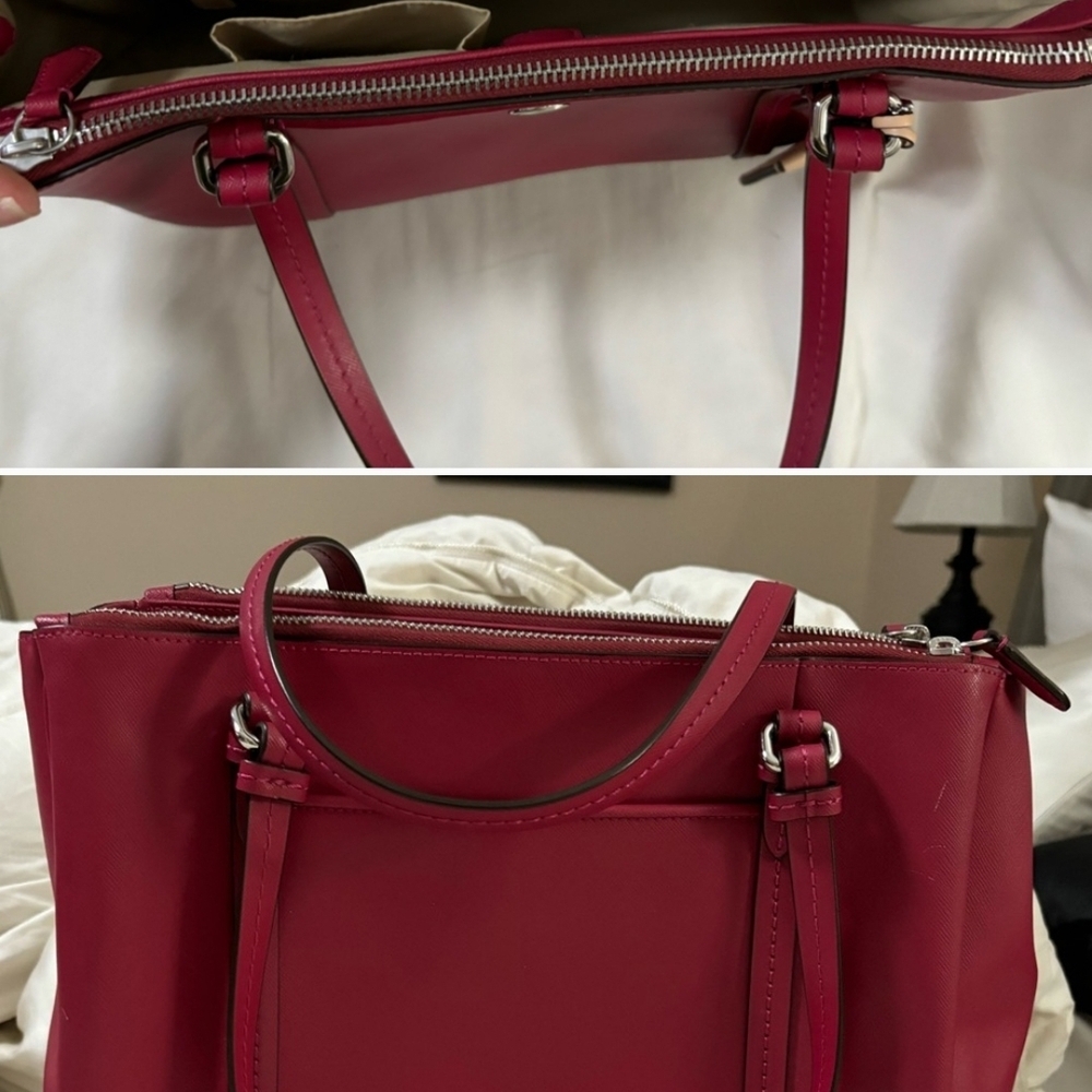 Coach Raspberry Leather Women's Bag - Picture 4 of 7